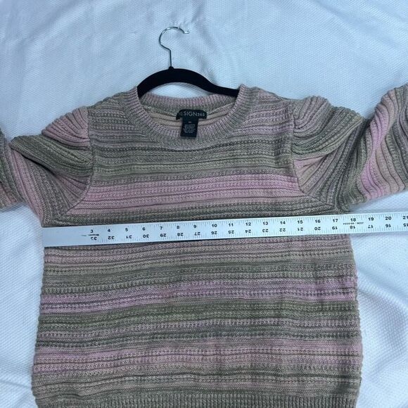 Design 365 Pink Green Tight Knit Puff Sleeve Sweater XL Women’s - Picture 5 of 6